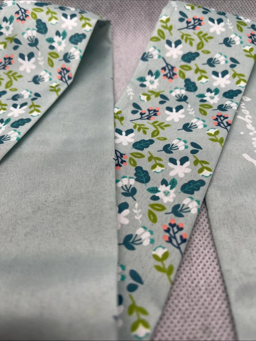 Floral Mint Skinny Scarf / Hair Tie